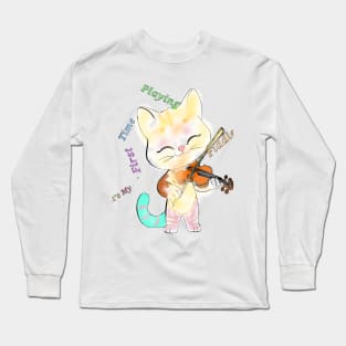 Feline Fiddler: A Cat's Concerto of Purrfect Harmony Long Sleeve T-Shirt